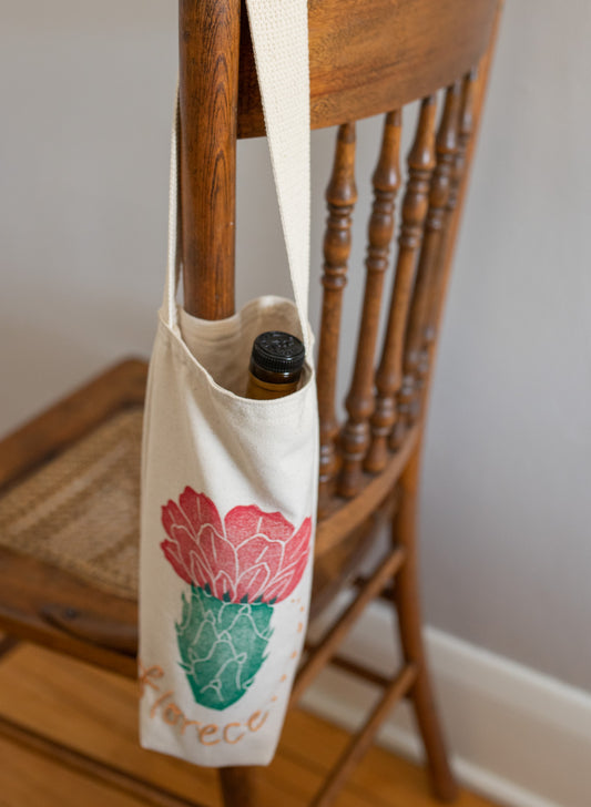 Florece/Bloom Canvas Bottle Bag