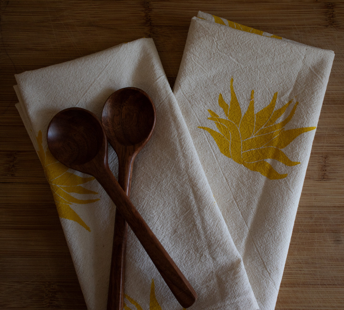 Blockprinted Flour Sack Cotton Napkins (Set of 2), natural